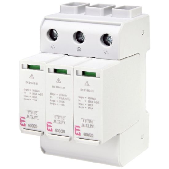  Зображення Обмежувач перенапруги ETI ETITEC M T2 PV 600/20 Y (для PV систем) (2440735) 