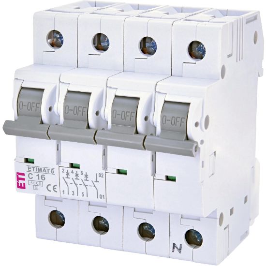  Зображення Автоматичний вимикач ETI ETIMAT 6 3p+N C 16 А (6 kA) (2146516) 