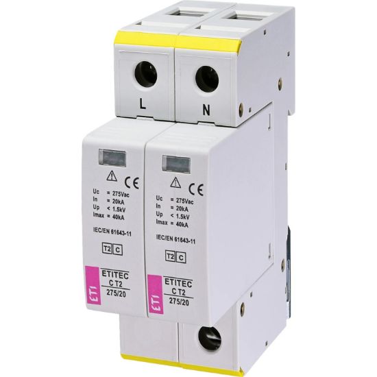  Зображення Обмежувач перенапруги ETI ETITEC C T2 275/20 (2+0) 2p (2440397) 