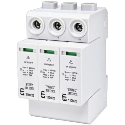  Зображення Обмежувач перенапруги ETI ETITEC EM T2 PV 1100/20 Y (для PV систем) (2440623) 
