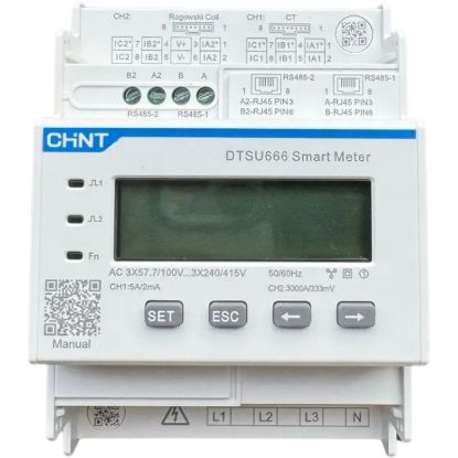  Зображення Лічильник трифазний Fox Chint DTSU666, RS-485 x 2, 3000A/333mV + котушки Роговського 